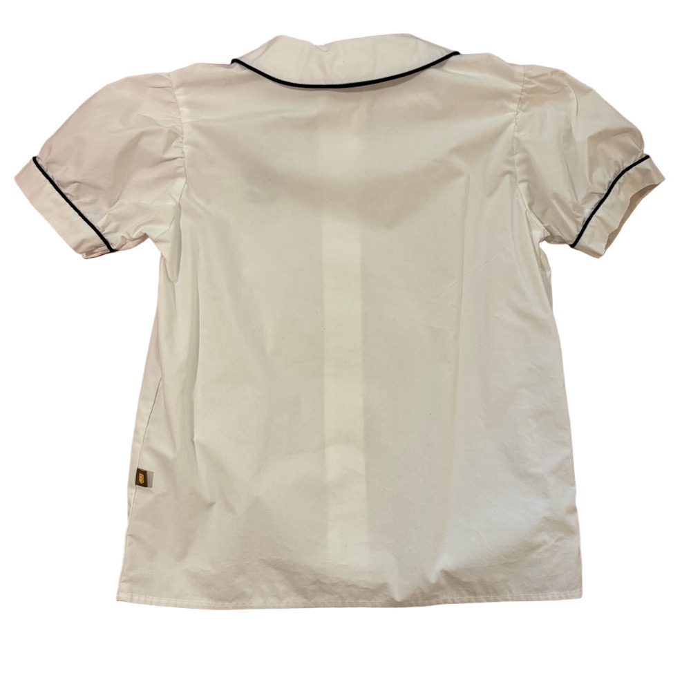 Primrose Schools Classic White Kids Button Up Blouses with Navy Trim - Picture 4 of 11